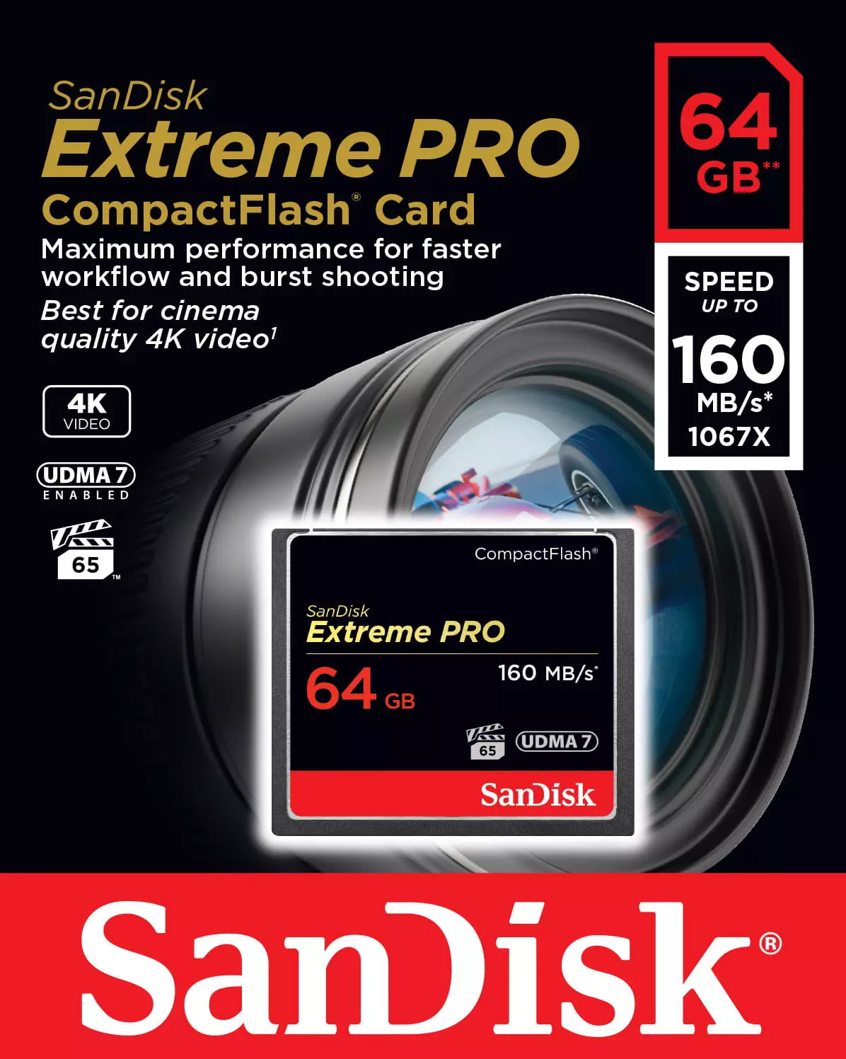 Karta pamięci SanDisk Compact Flash 64GB extreme PRO 160MB/s UDMA 7